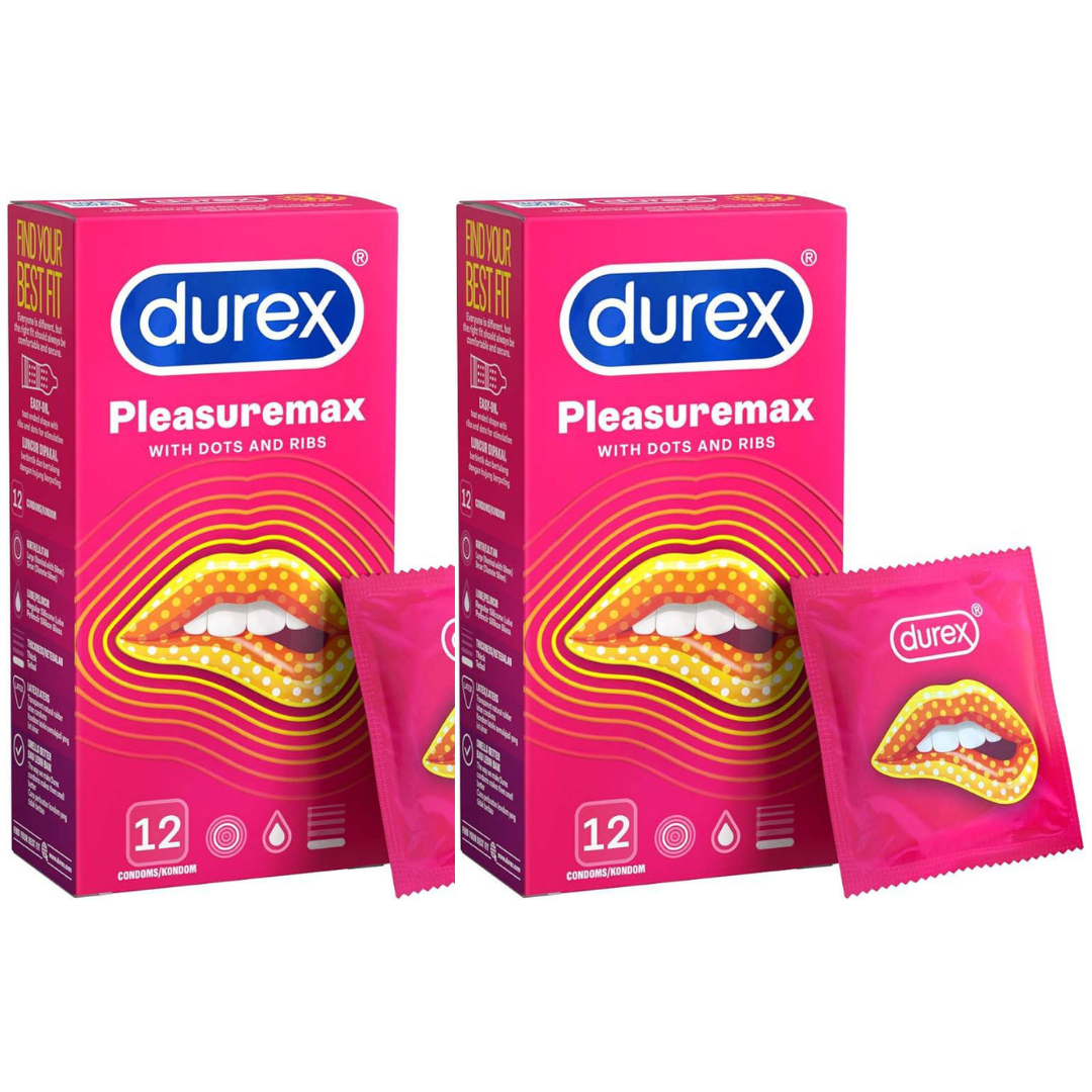 Durex Pleasuremax/ Extra Safe/ Fetherlite Thin 12s (Bundle of 2) + 5ml Perspirex Original Complimentary