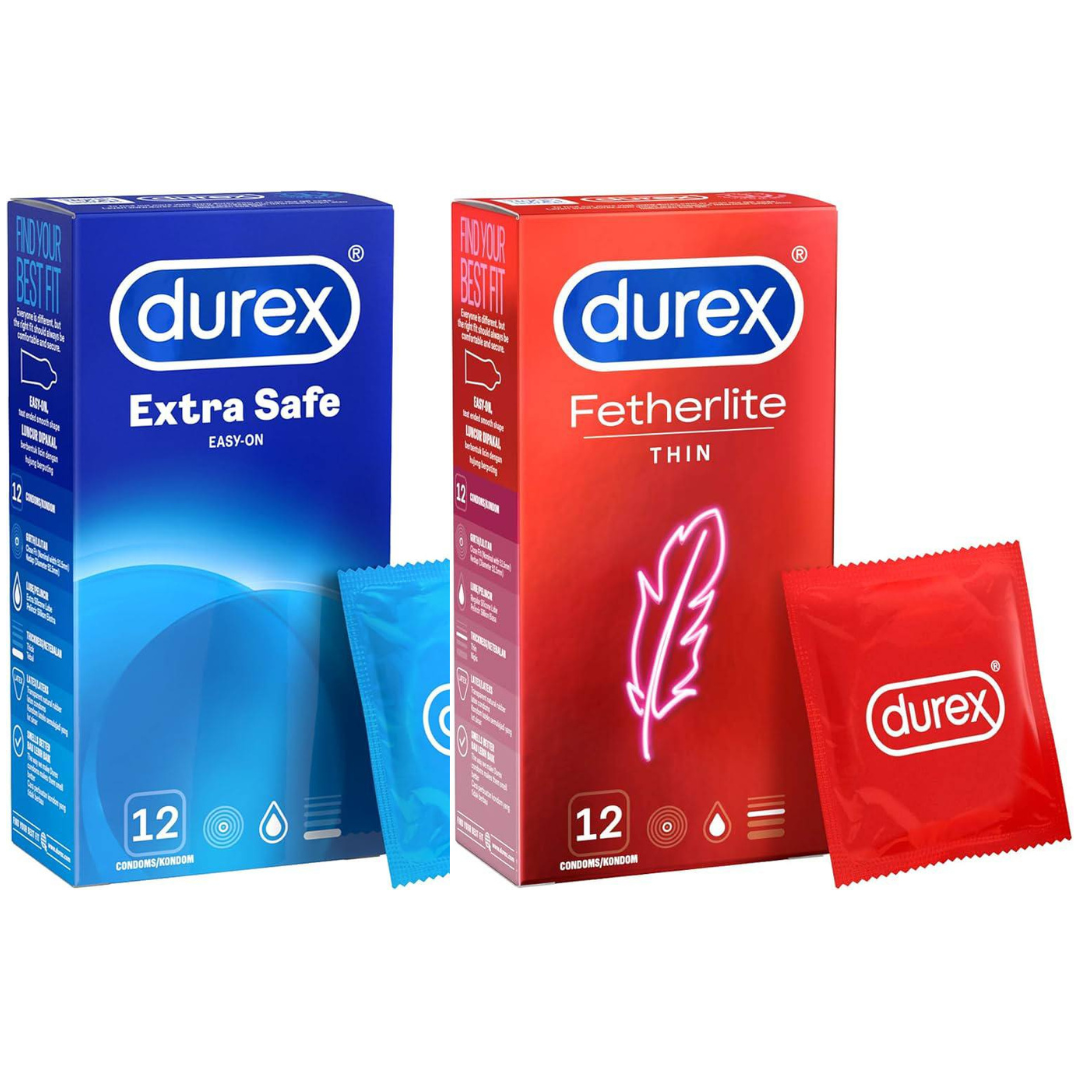 Durex Pleasuremax/ Extra Safe/ Fetherlite Thin 12s (Bundle of 2) + 5ml Perspirex Original Complimentary
