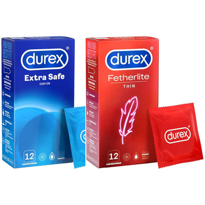 Durex Pleasuremax/ Extra Safe/ Fetherlite Thin 12s (Bundle of 2) + 5ml Perspirex Original Complimentary